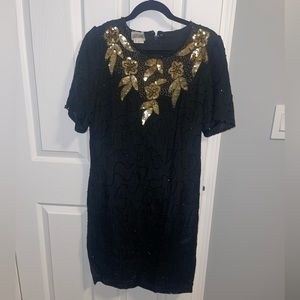 Vintage black and gold dress